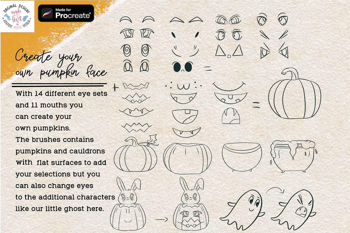 Halloween Procreate Brushes, a Brush Add-On by Graphic House Design P.C