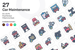 Car Maintenance Icons - Filled Line, an Icon by Kmg Design