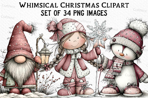 Whimsical Christmas Clipart, an Illustration by Craft Nest