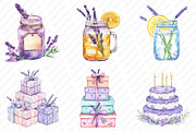 Lavender Floral Birthday Clipart, an Illustration by Watercolor design (Thumbnail 3 of 11)