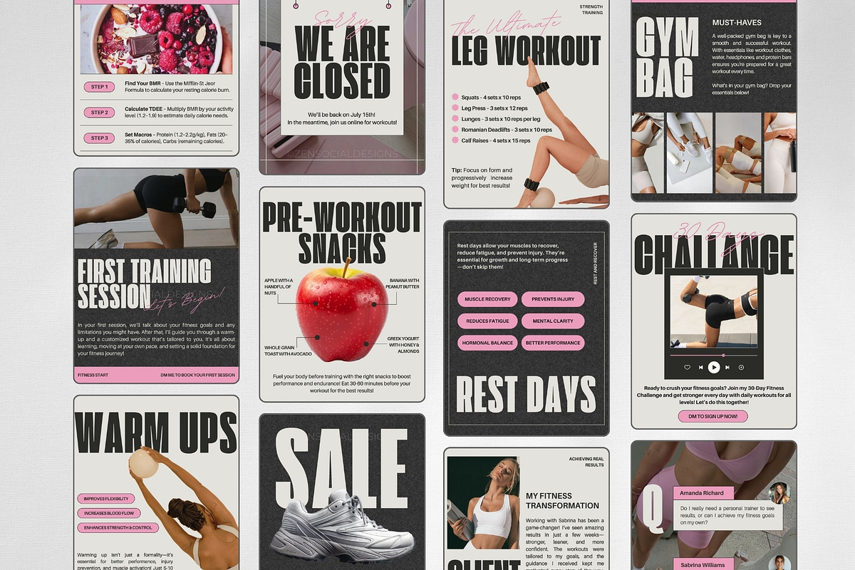Personal Trainer Instagram Template, a Social Media Template by ZenSocialDesigns (Photo 4 of 9)