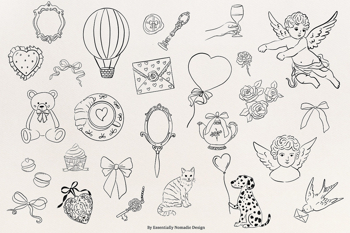 Whimsical Love Line Art Illustration, an Object Graphic by Essentially Nomadic (Photo 3 of 7)