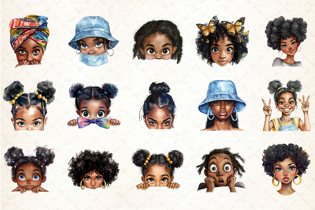 Peeking Black Girls Sublimation PNG, an Illustration by DreamCafeArt (Photo 3 of 5)