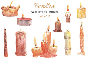 Watercolor Candles Clipart