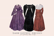Vintage Dark Gothic Dresses Clipart, an Illustration by Secret Helper (Thumbnail 3 of 6)