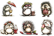 Whimsical Summer Hedgehog Clipart, an Illustration by Designking (Thumbnail 4 of 4)
