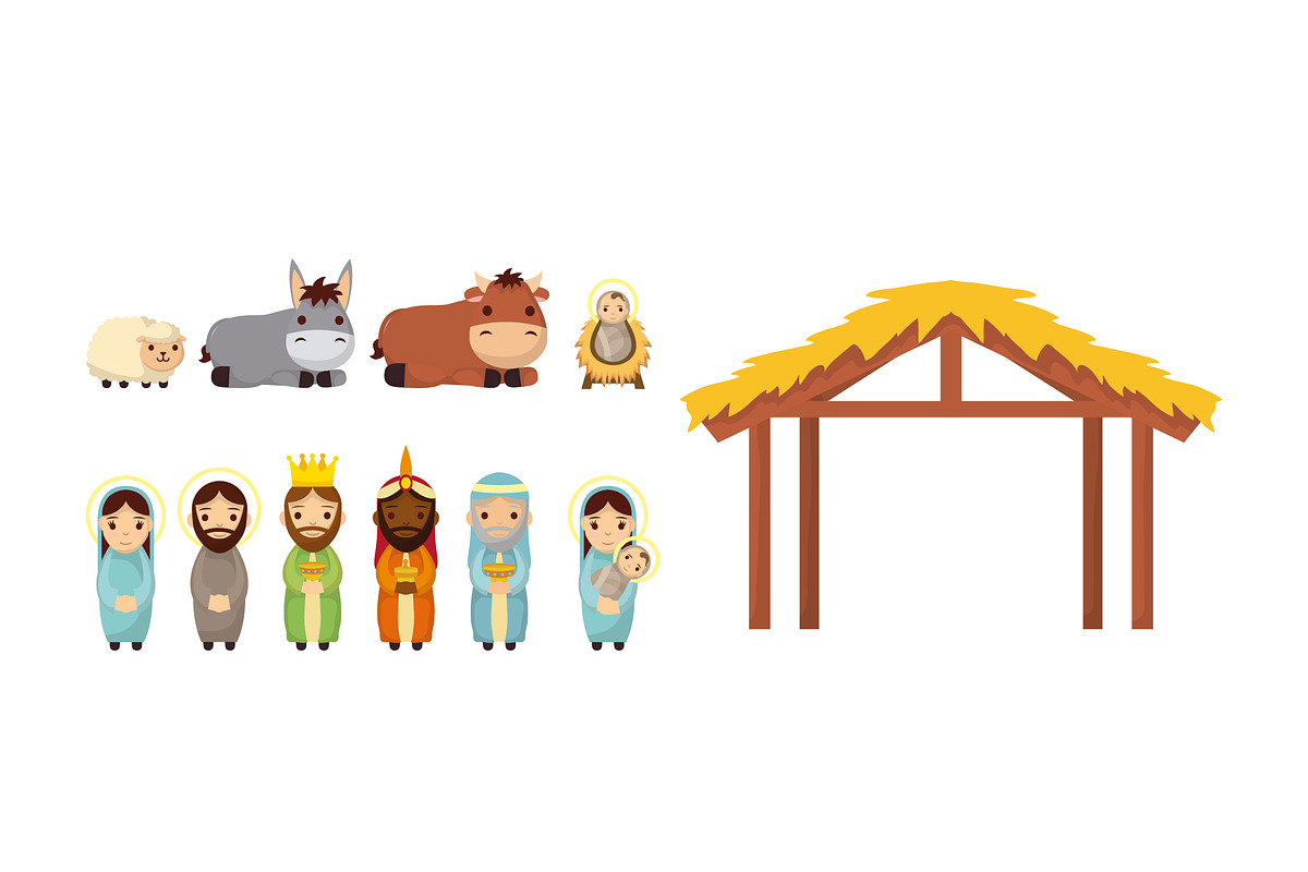 Cute Manger Illustration Set