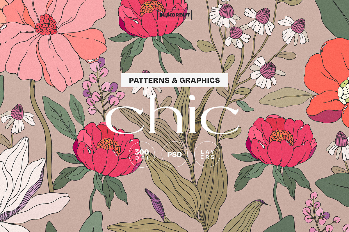 Chic Botanical Pattern and Graphics, a Pattern Graphic by likorbut (Photo 1 of 11)
