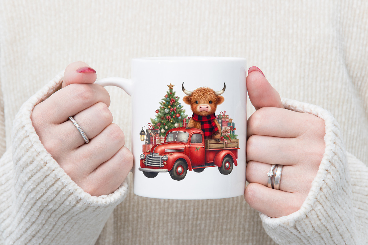 Christmas Highland Cow PNG, an Illustration by Designking (Photo 4 of 4)
