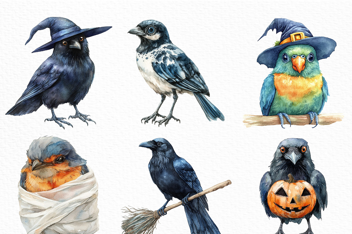 Spooky Halloween Quirky Bird Clipart, an Illustration by Craft Nest (Photo 4 of 6)
