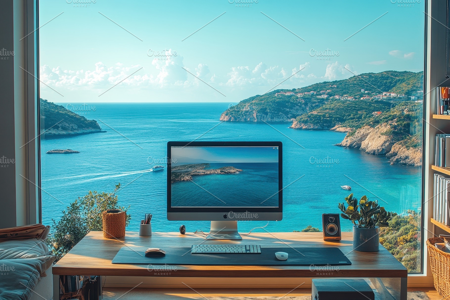 Stunning coastal view from a modern, a Photo by Tanuart