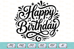 Happy Birthday Typography Vector svg, a Decorative Illustration by Ghagra