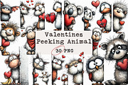 Valentines Peeking Animal Clipart, an Illustration by Libby Wishes (Thumbnail 1 of 6)