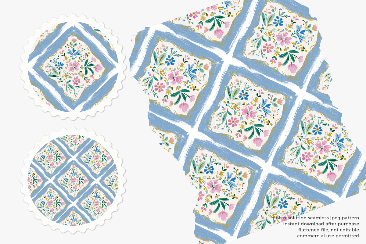 blue lattice tile seamless pattern, a Pattern Graphic by Pink Studio Art (Photo 2 of 4)