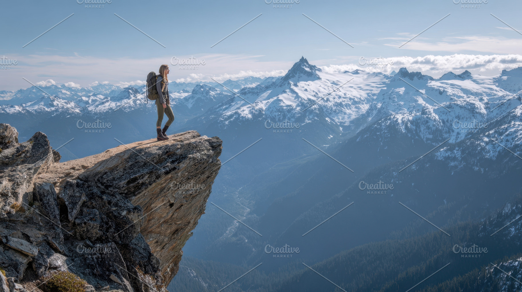 Hiker on rock ledge, a Photo by Beautiful things