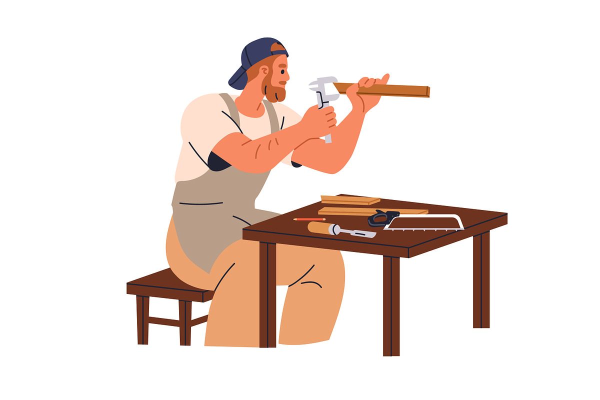 Workers, carpenters do woodwork set, a Work Illustration by Good Studio (Photo 3 of 11)