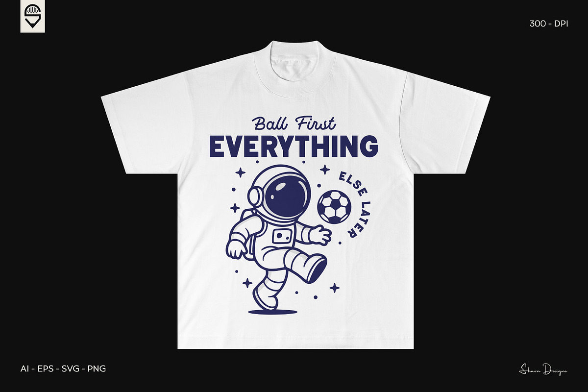 Astronaut Soccer T-Shirt Design, a Sport Illustration by shaondesigns (Photo 3 of 7)