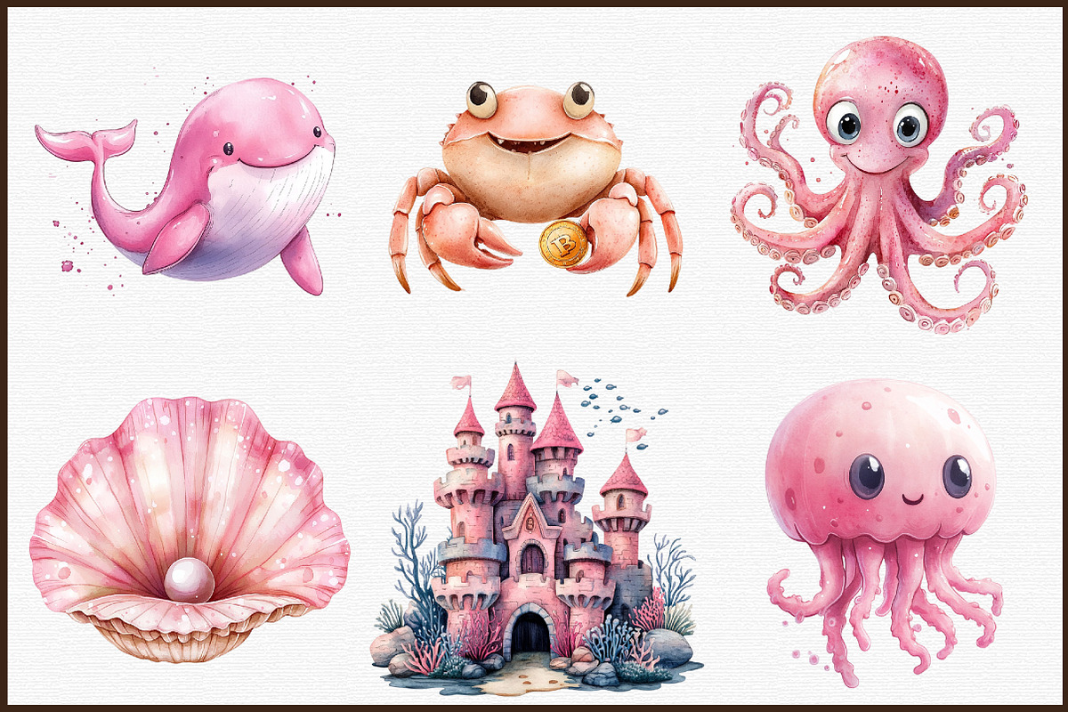 Pink Sea Adventure Clipart, an Illustration by Sublimation Artist (Photo 3 of 6)