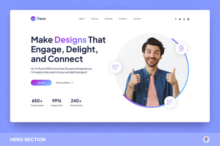 Travis – Personal Portfolio Hero, an UI Kit Template by Studio Delapan