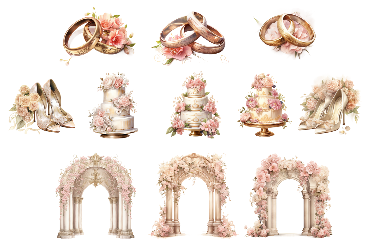 Vintage Wedding Clipart, an Object Illustration by Digital Xpress (Photo 3 of 3)