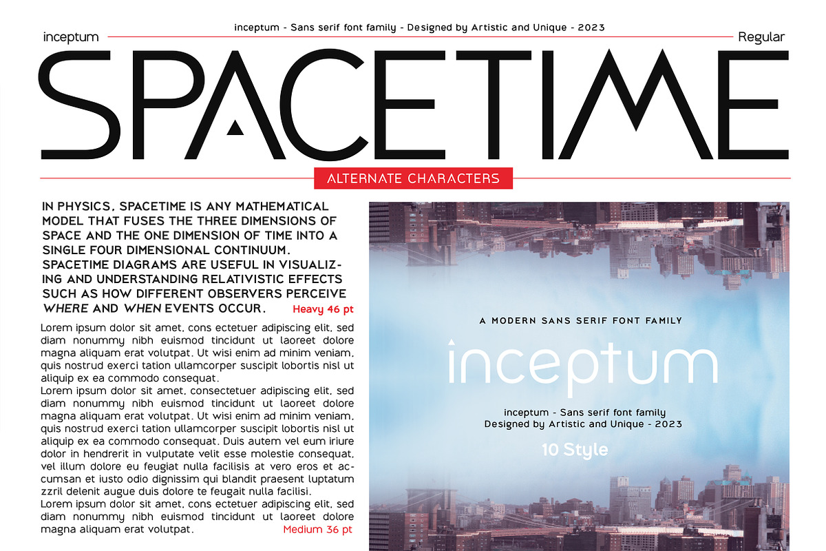 inceptum - Sans serif font family, a Sans Serif Font by Artistic & Unique (Photo 7 of 12)