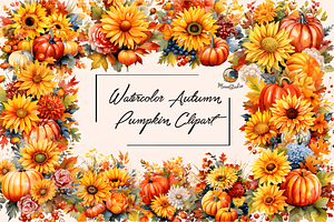 Watercolor Autumn Pumpkin Clipart