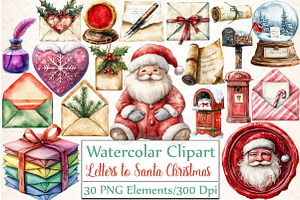 Letters to Santa Christmas Clipart S, an Illustration by DreamCafeArt