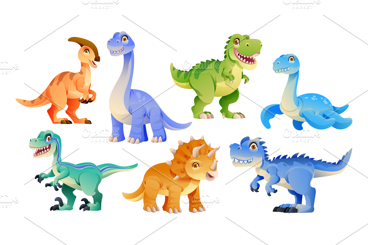 Cute Dinosaurs Illustration Set, an Animal Illustration by YG Studio (Photo 2 of 3)