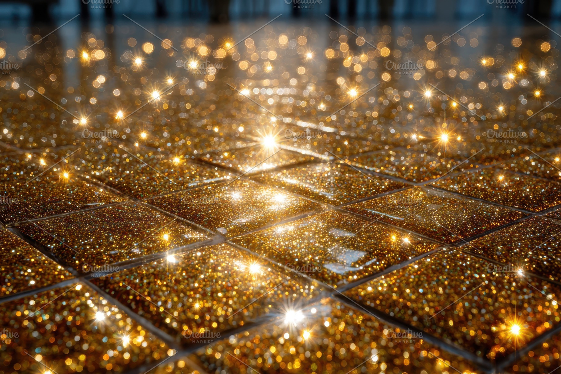 Golden Glitter Tiles Sparkling Light, a Photo by Pixeness Studio