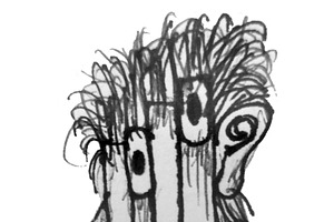 Black and white cartoon man head hand drawn illustration, a Person Illustration by DanFLCreativo
