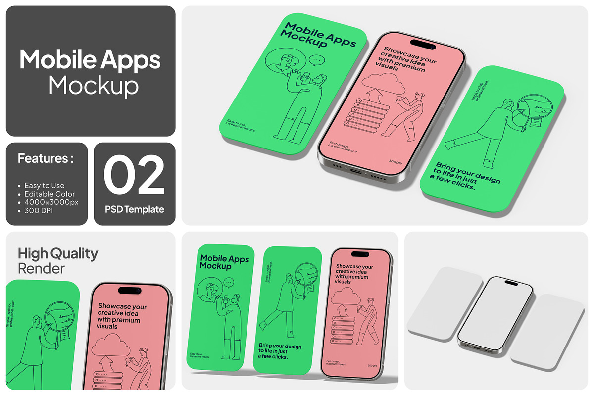 Mobile Apps Mockup, an iPhone Mockup by Unerispace