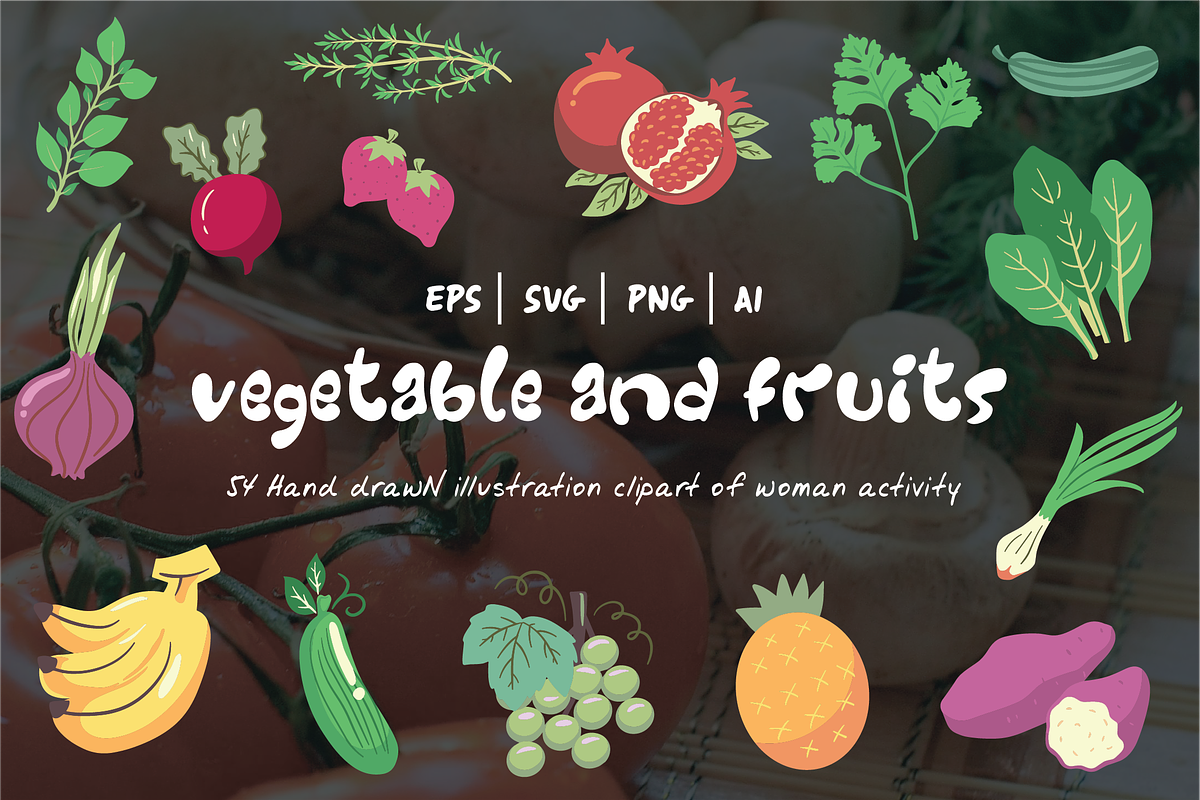 Vegetable and Fruits Clipart, a Food Illustration by Berdansabersama (Photo 1 of 5)