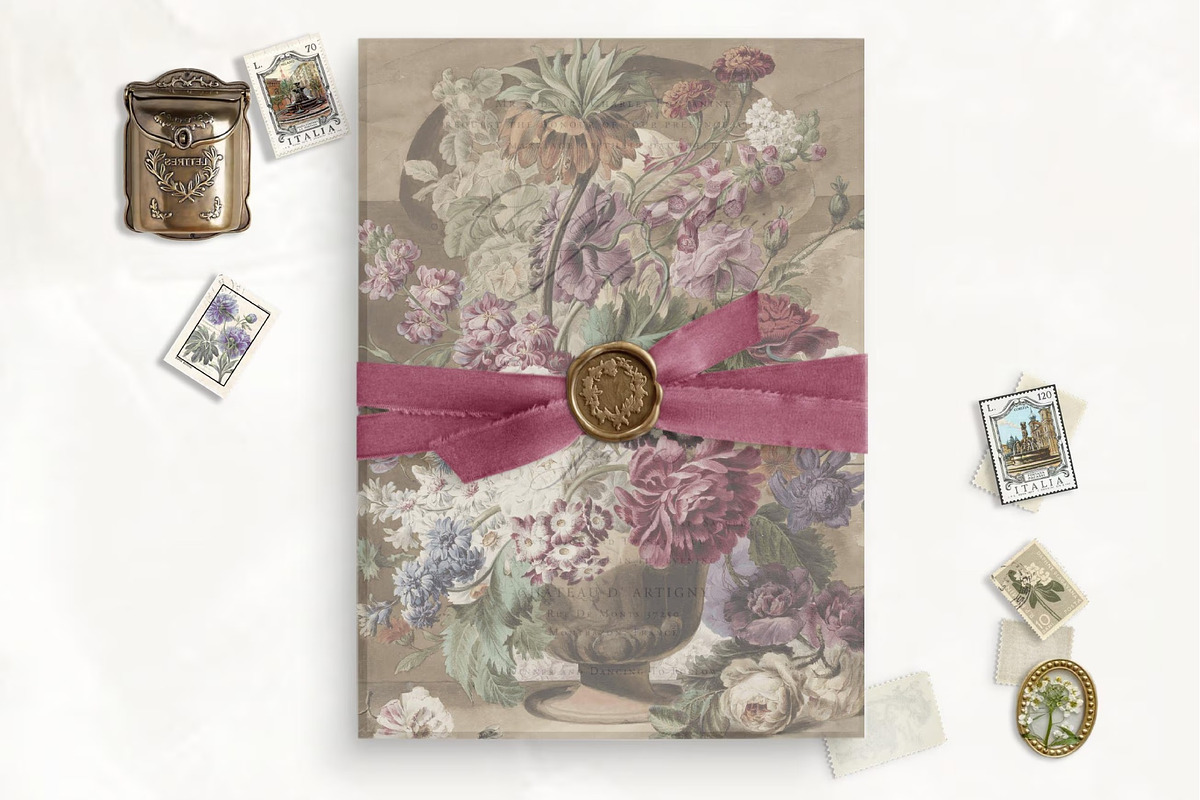 Bloom Printable Vellum Overlay, a Stationery Template by SilverJoyAtelier (Photo 1 of 2)