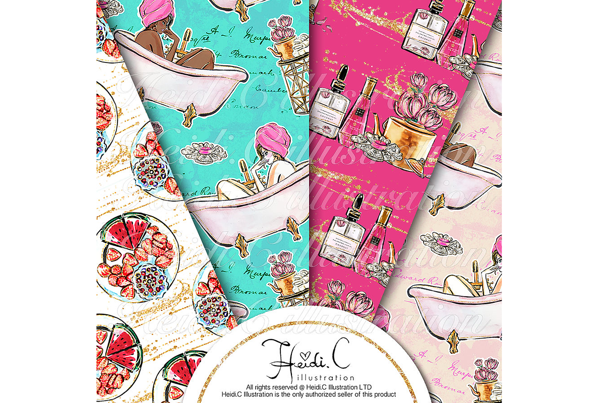 Spa Time Paper Pack, a Pattern Graphic by HeidiCIllustration (Photo 4 of 5)