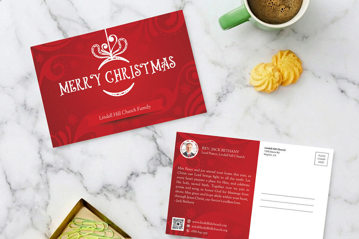 Red Christmas Church Postcard PSD, a Card Template by Godserv Designs (Photo 3 of 11)