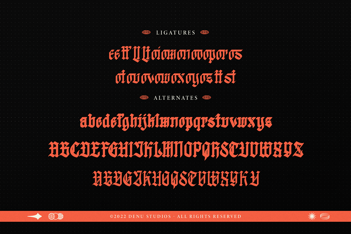 Raquens | Blackletter Display, a Blackletter Font by Denustudios (Photo 9 of 9)