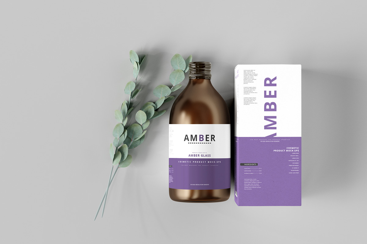 7 in 1 Amber Glass Cosmetic Bundle, a Cups & Container Mockup by pmvch (Photo 92 of 106)