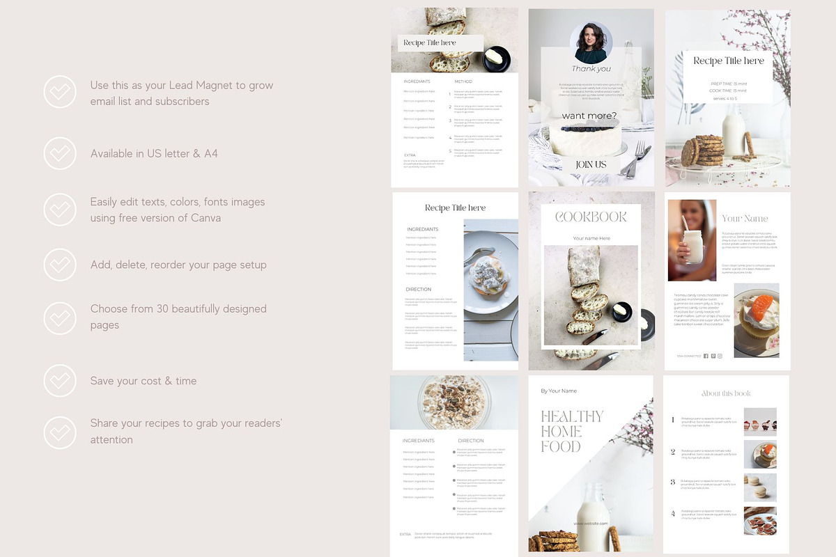 Canva Minimal Cookbook Template, a Magazine Template by Deepa Template Studio (Photo 8 of 10)