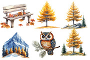Watercolor Alpine Autumn Clipart, an Illustration by Designworld (Thumbnail 4 of 5)