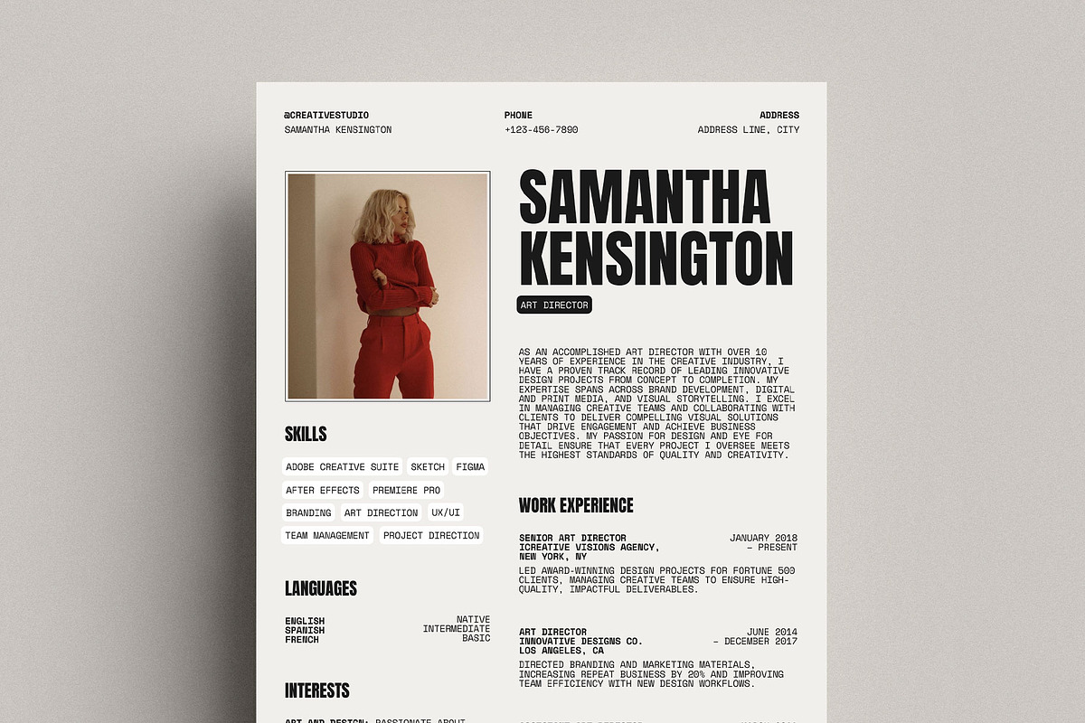 Modern One Page Resume Template, a Resume Template by Moscovita Studio (Photo 2 of 8)