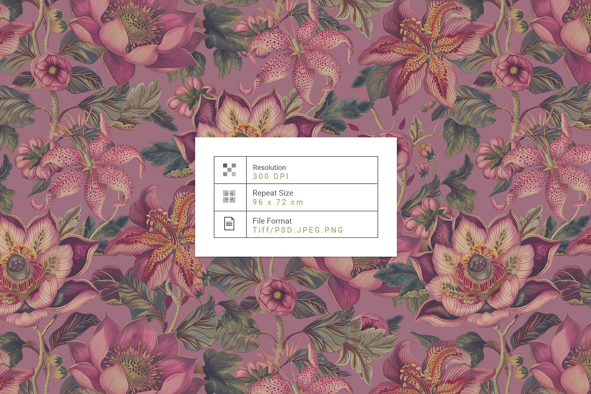 Exotic Blooms, Luxury Pattern Design, a Pattern Graphic by TSTUDIO (Photo 6 of 14)