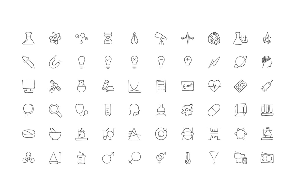160 Science Hand Drawn Doodle Icons, an Outline Icon by Creative Stall (Photo 2 of 4)
