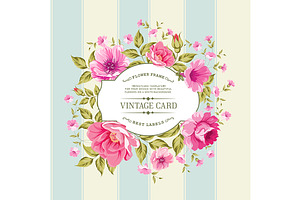 Flower Label On A Bright Background