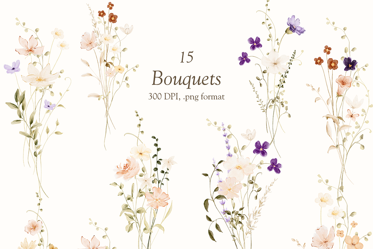 Delicate Watercolor Wildflowers, a Decorative Illustration by Altea Design Studio (Photo 5 of 12)