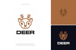 Minimal Line Art Wild Deer Head Logo, a Branding & Logo Template by Intenseartisan