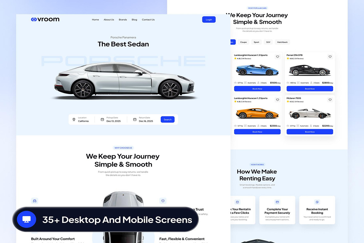 vroom - Car Rental Website UI Kit, an UI Kit Template by Creative Perspective (Photo 4 of 10)