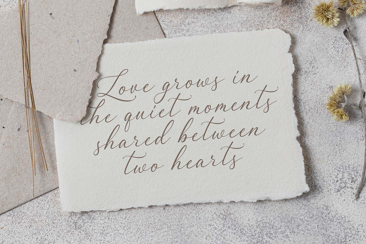Rindeya a Clean Romantic Script Font, a Script Font by Blankids Studio (Photo 6 of 9)