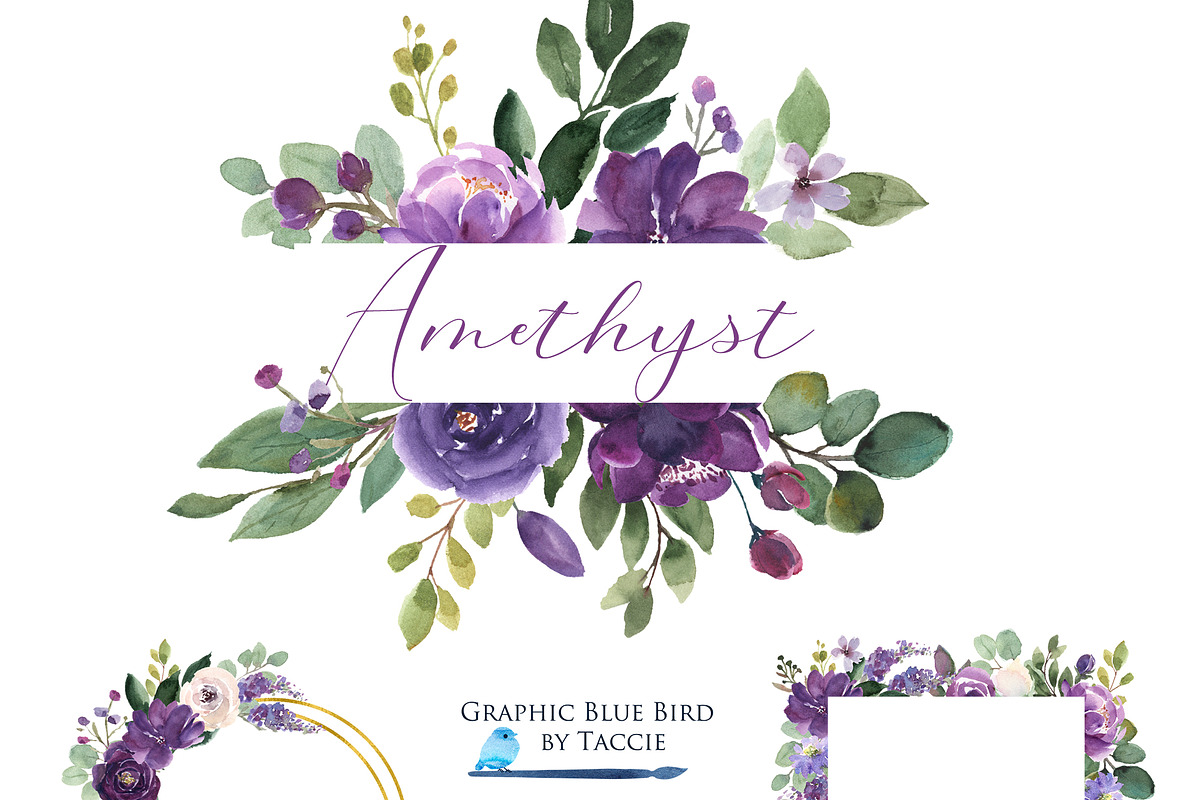 Purple Floral Wreaths & Frames, an Illustration by Graphic Blue Bird (Photo 2 of 6)
