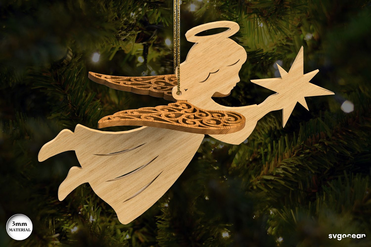 3D Christmas Angels Ornament Bundle, a Decorative Illustration by svgocean (Photo 18 of 20)