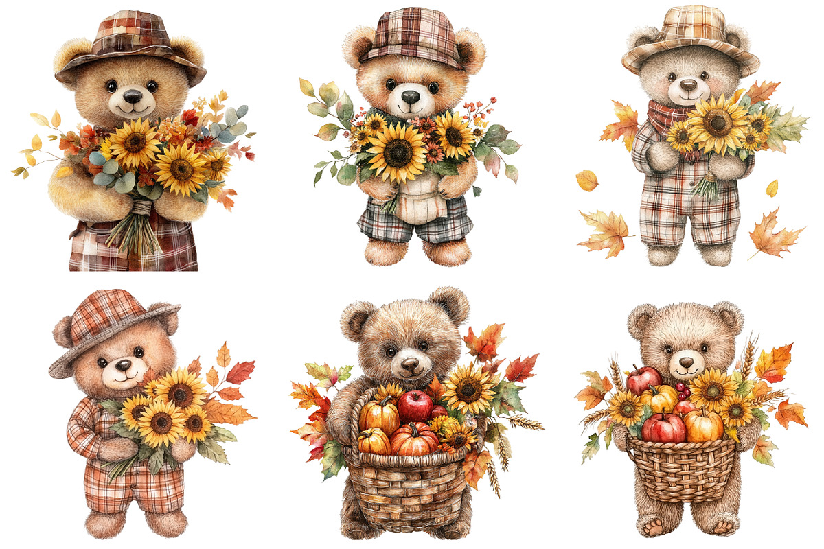 Autumn Bear Watercolor Sublimation, a Seasonal Illustration by CitraGraphics (Photo 3 of 5)